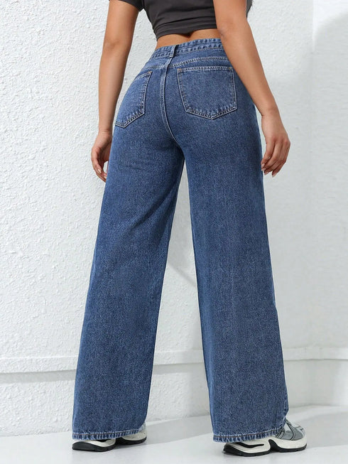 Wide Leg High Waist Denim Jeans for Women
