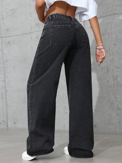 Plus Size Wide Leg Denim Jeans for Women