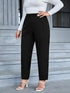 Plus Size Black Knitted Casual Trousers
