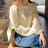 Elegant Apricot Long Sleeved Blouse with Lace Detail