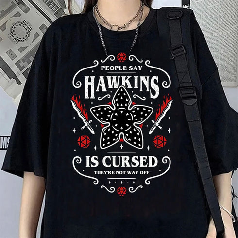 Hawkins Demogorgon Graphic T-shirt in Black