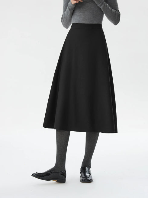 Wool High Waisted A-line Skirt for Women