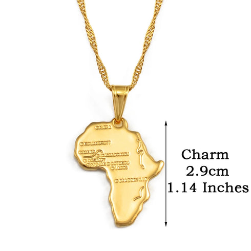 Anniyo Africa Map Pendant Necklace - Silver & Gold