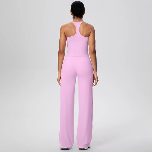 Backless Yoga Set with Wide Leg Pants