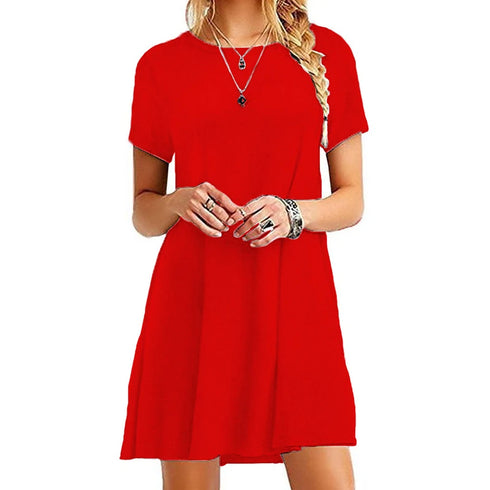 Women Casual Short Sleeve T Shirt Dress Vintage O Neck Mini Dress Elegant Streetwear Sundress for Effortless Style