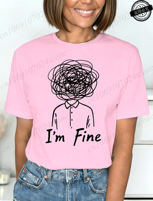 Harajuku I'm Fine Graphic T-Shirt for Women