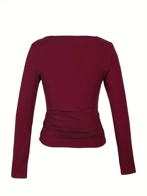 Hot Basic Square Neck Slim Women's Bottoming Clothing Casual Solid Long Sleeve Tops Versatile Fashion Multi-Color Blouse Gifts