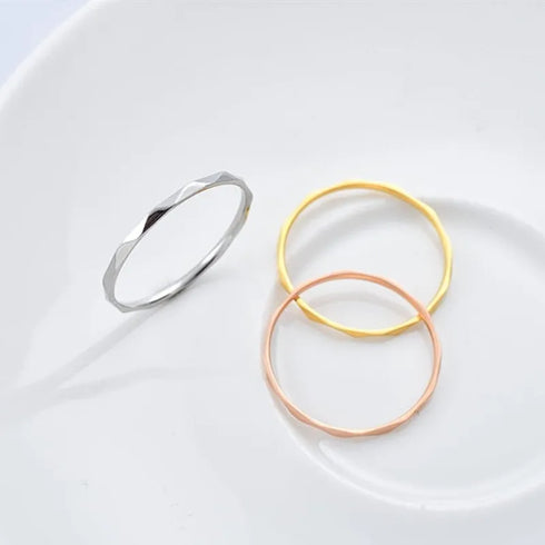 1mm Thin Stackable V Faceted Stainless Steel Midi Ring