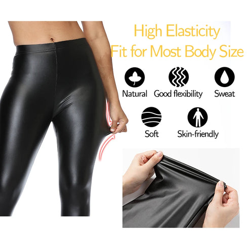 High Waist PU Leather Leggings for Women