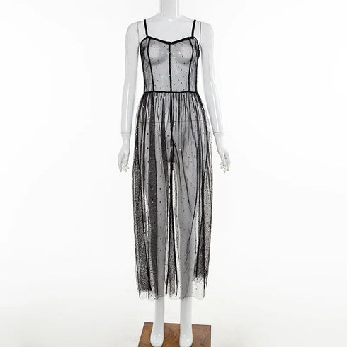 Boho Mesh Maxi Dress for Summer Festivals