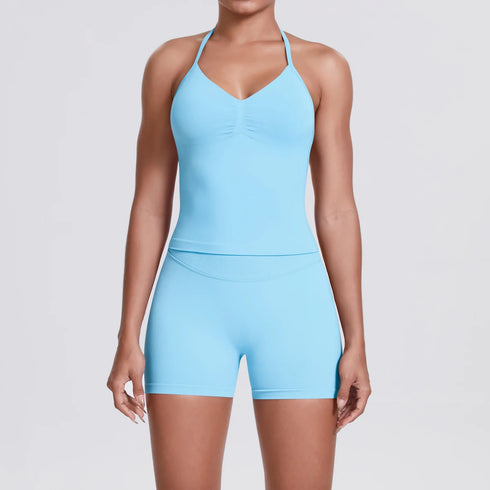 Yoga Shorts Set with Built-In Bra for Women