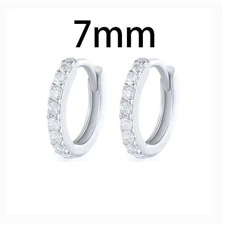 Stainless Steel Link Chain Hoop Earrings with Zirconia