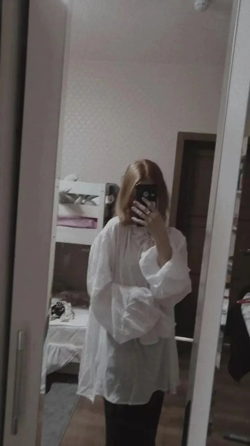 Victorian Gothic Ruffled Lace Up Blouse