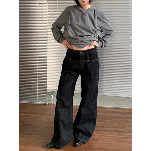 High Waist Blue Wide Leg Jeans for Women