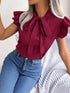 Women's Ruffle Short Sleeve Chiffon Blouse