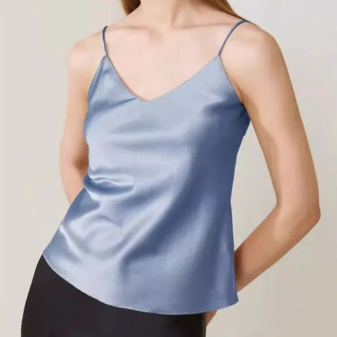 Chic Satin V-Neck Tank Top for Summer