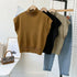 Solid Stand-up Collar Knitted Blouse Vest