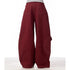 Red Cargo Pants for Women - Wide Leg Casual Trousers