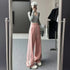 Plus Size Y2K Wide Leg Pants with Bow Tie Detail