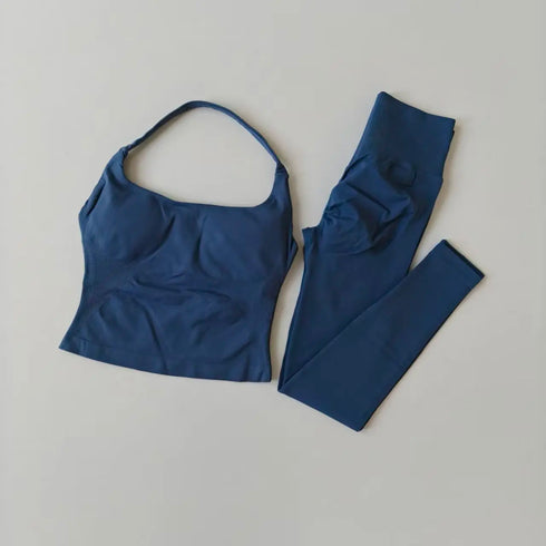 Seamless Women's Sports Fitness Set with High-Waisted Leggings