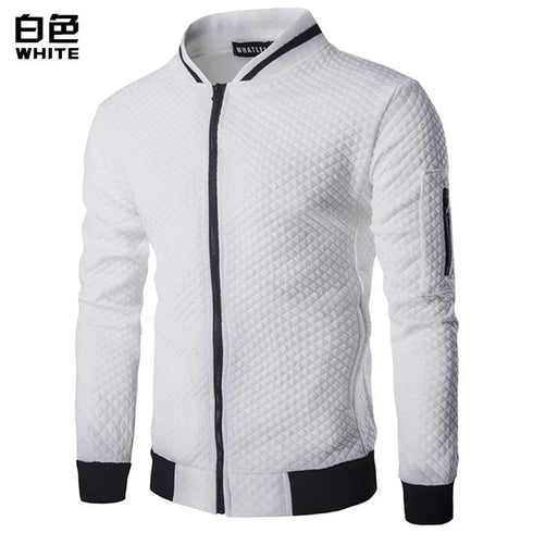 Men's Solid Colour Bomber Jacket - Casual Slim Fit