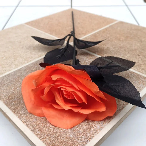 5pcs Silk Black Rose Artificial Flower Heads