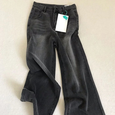 High Waist Flare Jeans in Black and Grey