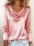 Luxurious Draping Long Sleeve Silk-Like Top