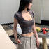 Summer Slim U-Neck Crop Top for Women