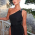 One Shoulder Asymmetric Black Summer Dress