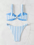 Blue Striped Two-Piece Bikini Set