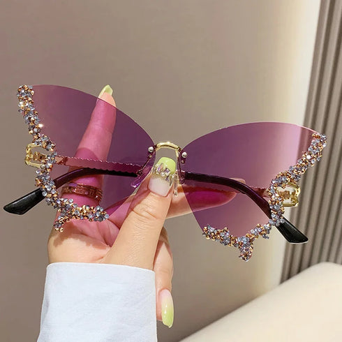 Diamond Butterfly Sunglasses with UV400 Protection