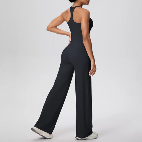 Backless Yoga Set with Wide Leg Pants