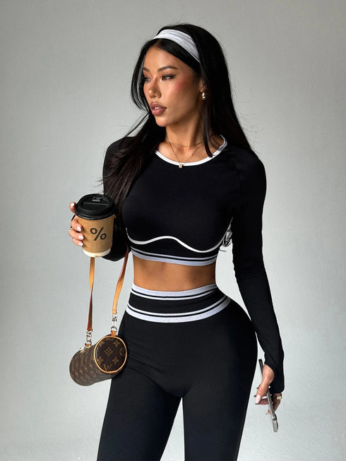 Women's Striped Long Sleeve Yoga Set