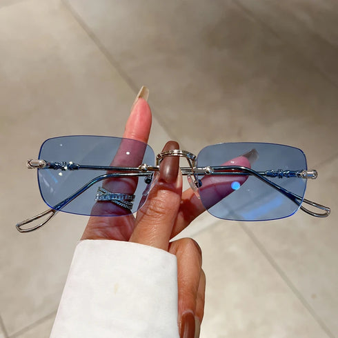 Rimless Rectangle Sunglasses for Men and Women