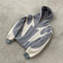 Geometric Pattern Zip-Up Hoodie in Grey