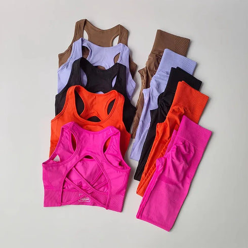Seamless High Waist Leggings and Sports Bra Set