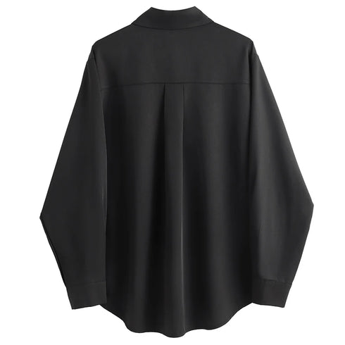 Zadily Minimalist Full Sleeve Oversize Black Women Basic Shirt Button Up Loose Woman Tuic Blouses 2025 Autumn Female Long Tops