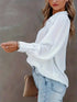 Plus Size Women’s Button-Up Blouse with Lantern Sleeves