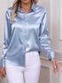 Elegant Turn-down Collar Button-front Satin Long Sleeve Women's Shirt for Daily Commute And Business Casual Wear