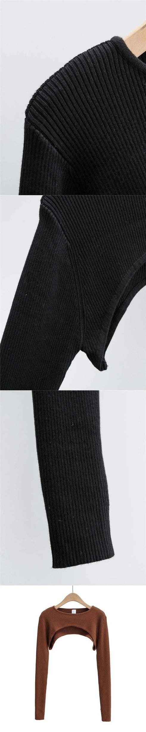 Long Sleeve O-Neck Crop Top for Women