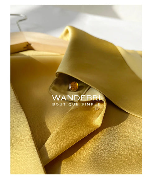 Elegant Satin Silk Blouse with Turn Down Collar