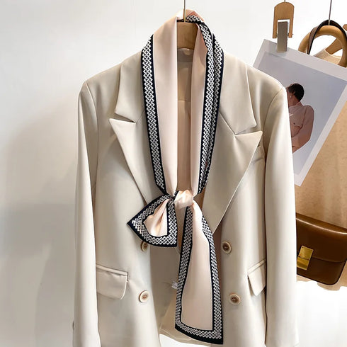 50 Color New Women Silk Printed Design Scarf Shawl Fashion Luxury Long Narrow Small Silk Scarves for Stylish Headbands and Headscarves