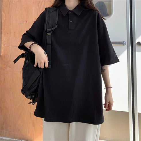 Summer T-shirt Mesh Ice Silk Breathable Short Sleeve Women's Shirt Collar Solid Color Polo Shirt Half Sleeve Women's Clothing