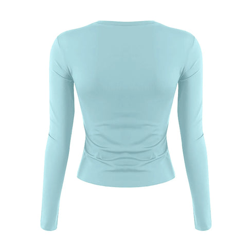 Womens Long Sleeve Bodycon Crop Top - Solid Colours