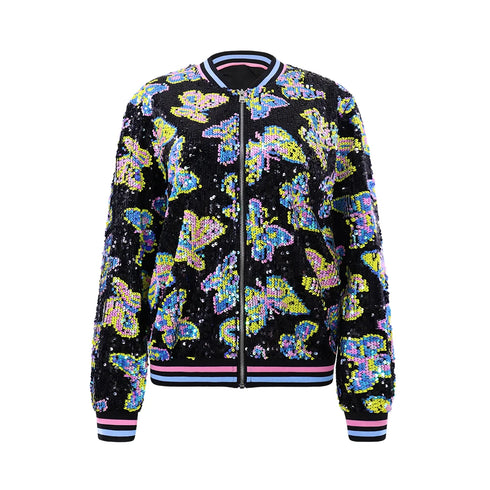 Butterfly Pattern Beaded Jacket for Women