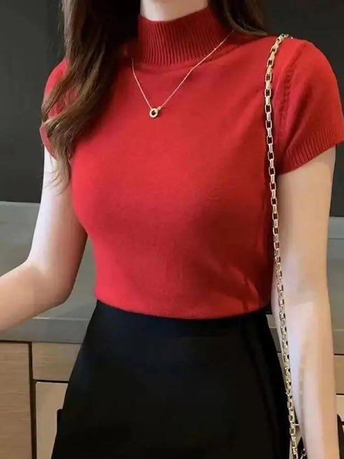Women's Half-High Neck Casual Jumper Top