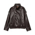 MUJER Black Faux Leather Bomber Jacket for Women