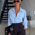 HXAO 2025 Shirts Blouses New Long Striped Shirt Women Long Sleeve Casual Shirts Large Tops Summer Plain Button Up Shirts 088