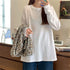 Oversized Long Sleeve O-Neck T-Shirt in Black and White